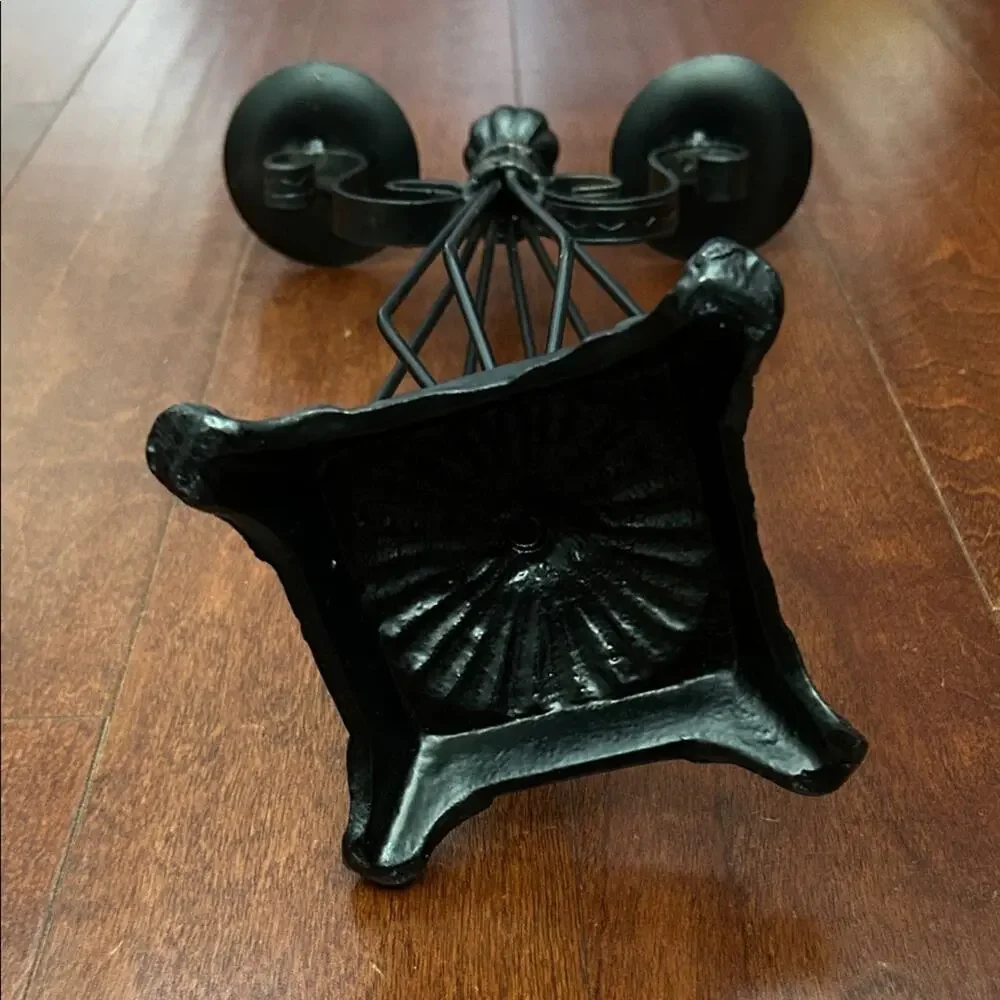 Black Metal Candle Holder, Leave Out All Year with Different Colored Candles